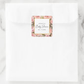 Sticker Carré Baby shower floral Rose (Sac)