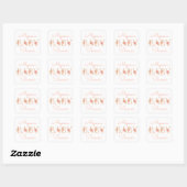 Sticker Carré Baby shower floral rose (Feuille)