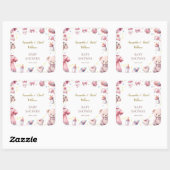 Sticker Carré Baby shower floral rose chéri (Feuille)