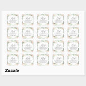 Sticker Carré Baby shower floral rose pâle (Feuille)