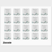 Sticker Carré Baby shower forestier d'hiver Merci (Feuille)