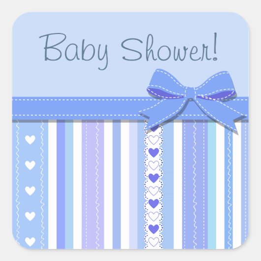 Sticker Carré Baby shower garçon (Devant)