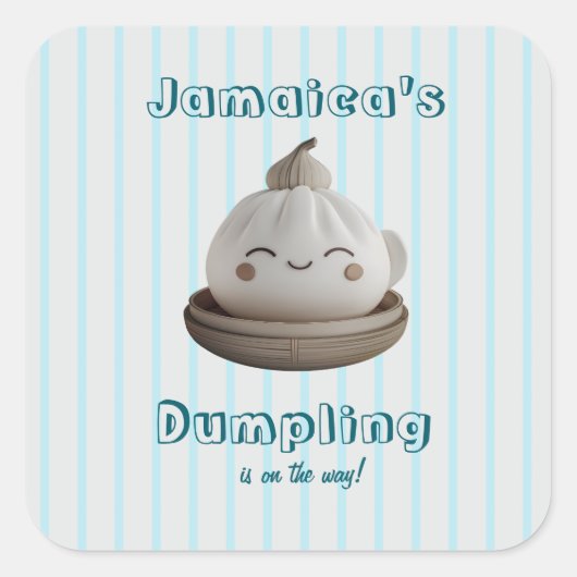 Sticker Carré Baby shower Garçon Blue Little Dumpling (Devant)