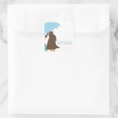 Sticker Carré Baby shower Garçon Maman Parapluie Bleu (Sac)