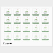 Sticker Carré Baby Shower Gingham Vert de Golf (Feuille)