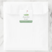 Sticker Carré Baby Shower Gingham Vert de Golf (Sac)