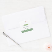 Sticker Carré Baby Shower Gingham Vert de Golf (Enveloppe)