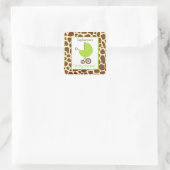 Sticker Carré Baby shower Green Carriage & Giraffe Imprimer (Sac)