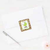 Sticker Carré Baby shower Green Carriage & Giraffe Imprimer (Enveloppe)