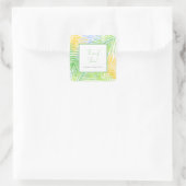 Sticker Carré Baby shower hawaïen Feuille tropical vert (Sac)