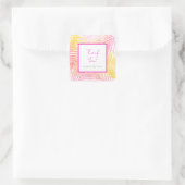 Sticker Carré Baby shower hawaïen rose Feuille (Sac)