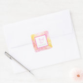 Sticker Carré Baby shower hawaïen rose Feuille (Enveloppe)
