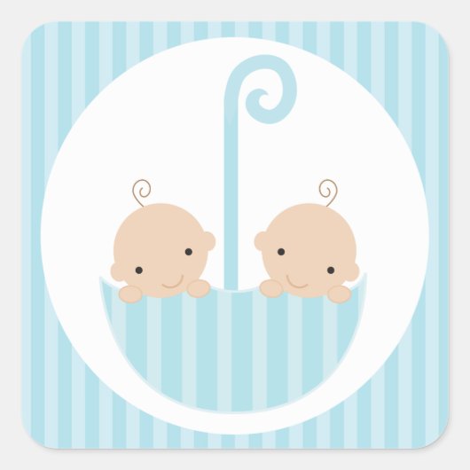 Sticker Carré Baby shower Jumeaux (Devant)