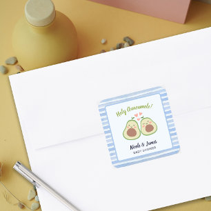 Sticker Carré Baby shower jumeaux neutre genre de l'Avocado