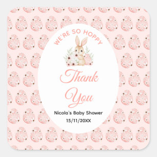 Sticker Carré Baby Shower Lapin de Pâques