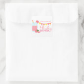 Sticker Carré Baby shower limonade rose (Sac)
