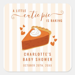 Sticker Carré Baby shower Little Cutie Pie Citrouille Fall Strip