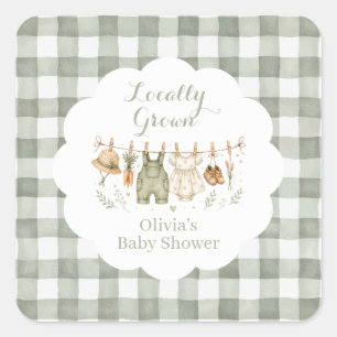Sticker Carré Baby Shower marché de producteurs locaux