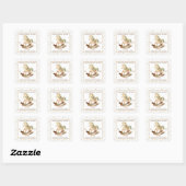 Sticker Carré Baby shower Merci Rocking Horse (Feuille)