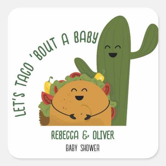 Sticker Carré Baby shower mexicain de fiesta taco (Devant)