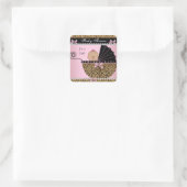 Sticker Carré Baby shower mignonne bébé fille léopard rose (Sac)