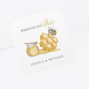 Sticker Carré Baby shower minimal neutre pour les parents