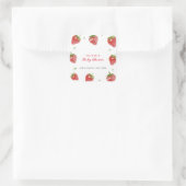 Sticker Carré Baby shower minimaliste Fraise douce Fille (Sac)