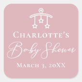 Sticker Carré Baby shower moderne Dusty Rose rose (Devant)