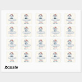 Sticker Carré Baby shower moderne rose et bleu (Feuille)