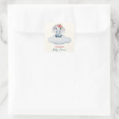 Sticker Carré Baby shower moderne rose et bleu (Sac)