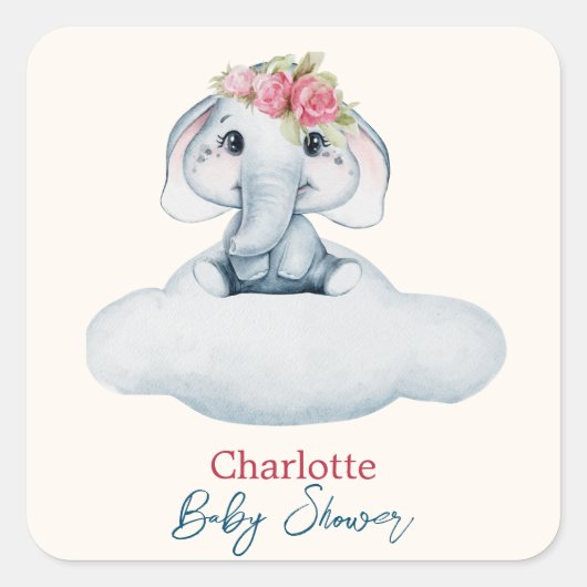 Sticker Carré Baby shower moderne rose et bleu (Devant)