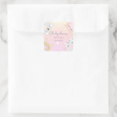 Sticker Carré baby shower monogramme de beignes animaux mignons (Sac)