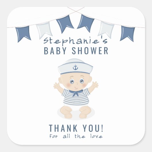 Sticker Carré Baby shower Nautical Baby Boy (Devant)