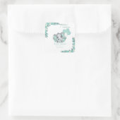 Sticker Carré Baby shower neutre éléphant (Sac)