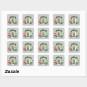 Sticker Carré Baby shower Nutcracker rouge et vert (Feuille)