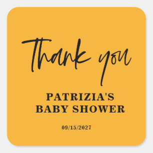 Sticker Carré Baby Shower Orange Coup de Foudre