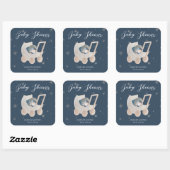 Sticker Carré Baby Shower Ours Petit Ours Céleste (Feuille)