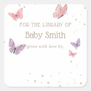 Sticker Carré Baby shower papillon Carré Carré Carré