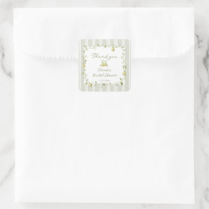 Sticker Carré Baby Shower Parfait de Poire Vert Sauge