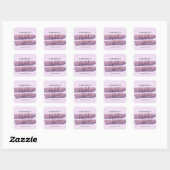 Sticker Carré Baby Shower Pastel Mauve Céleste pour une Mariée (Feuille)