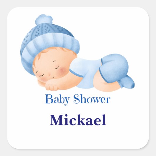 Sticker Carré Baby shower personnalisé (Devant)