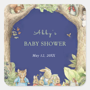 Sticker Carré Baby shower Peter the Rabbit Forest Friends