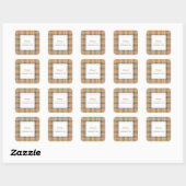 Sticker Carré Baby shower Plaid Chèque Beige (Feuille)