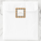 Sticker Carré Baby shower Plaid Chèque Beige (Sac)