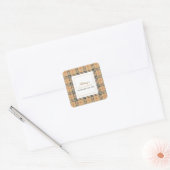 Sticker Carré Baby shower Plaid Chèque Beige (Enveloppe)