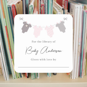Sticker Carré Baby shower plaque de linge de bébé