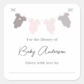 Sticker Carré Baby shower plaque de linge de bébé (Devant)