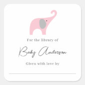 Sticker Carré Baby shower plaque d'éléphant rose (Devant)