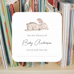 Sticker Carré Baby shower plaque d'enregistrement dormant lapin