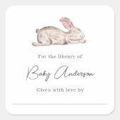 Sticker Carré Baby shower plaque d'enregistrement dormant lapin (Devant)
